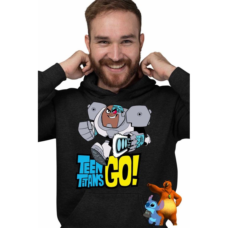 Fashion, accesorii si bijuterii - Barbati - Imbracaminte - Hanorace barbati - Hanorac Barbati Cyborg Tineri Titani Teen Titans Go, negru, marime 3XL - Infinity.ro