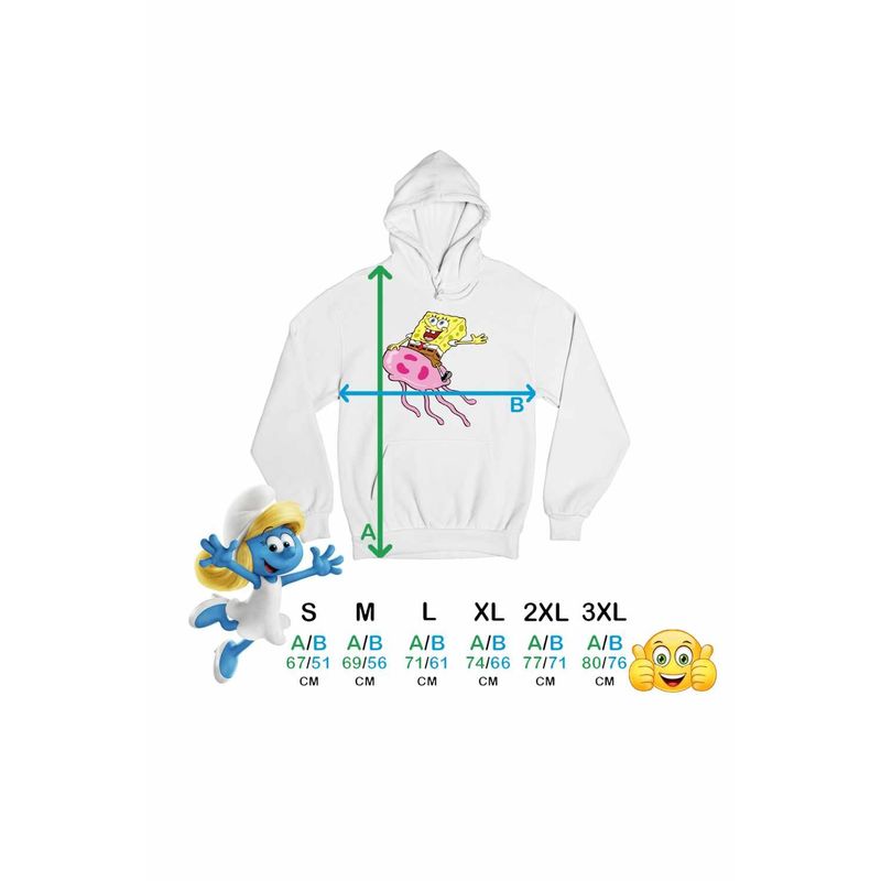 Fashion, accesorii si bijuterii - Barbati - Imbracaminte - Hanorace barbati - Hanorac Barbati Spongebob Pantaloni Patrati Calare Meduza, alb, marime L - Infinity.ro