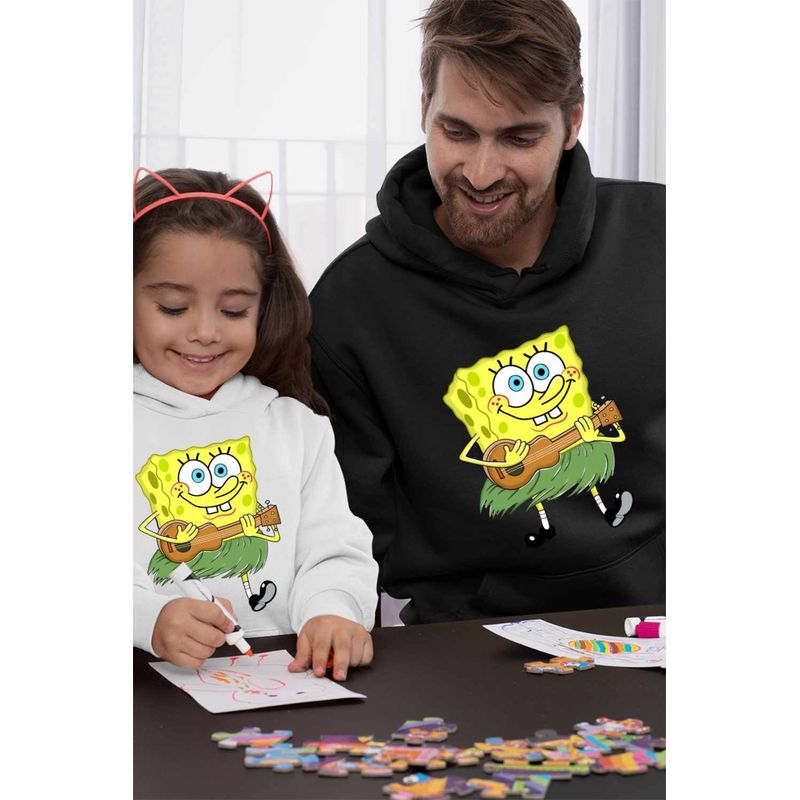 Fashion, accesorii si bijuterii - Barbati - Imbracaminte - Hanorace barbati - Hanorac Barbati SpongeBob Hawaii Ukulele Serial Sezon, negru, marime L - Infinity.ro