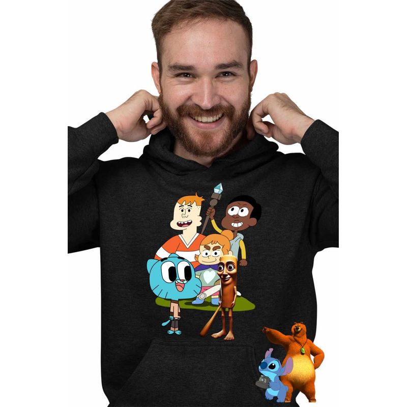 Fashion, accesorii si bijuterii - Barbati - Imbracaminte - Hanorace barbati - Hanorac Barbati Craig si Dumbrava Gumball Tung Sahur, negru, marime M - Infinity.ro