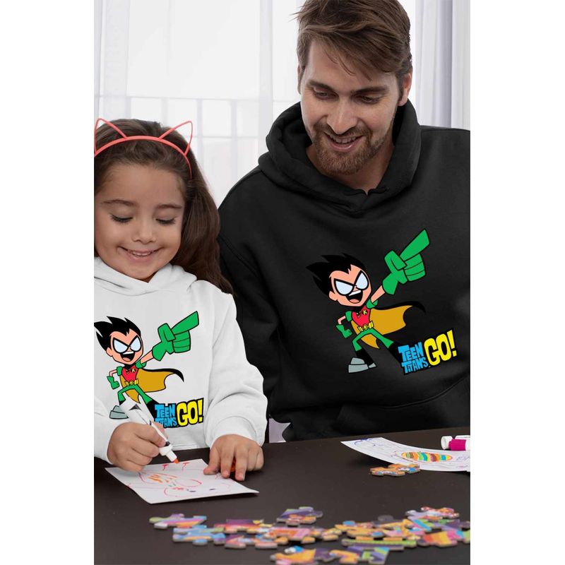 Fashion, accesorii si bijuterii - Barbati - Imbracaminte - Hanorace barbati - Hanorac Barbati Robin Haideti Tineri Titani, negru, marime M - Infinity.ro