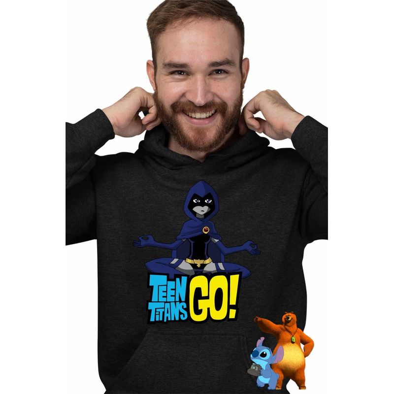 Fashion, accesorii si bijuterii - Barbati - Imbracaminte - Hanorace barbati - Hanorac Barbati Raven Mediteaza Tineri Titani, negru, marime S - Infinity.ro