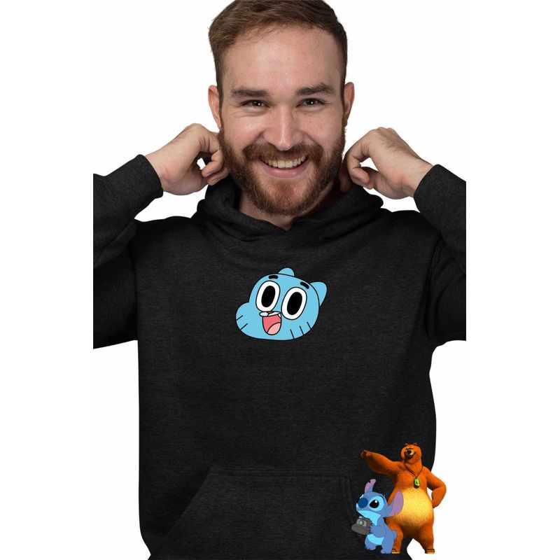 Fashion, accesorii si bijuterii - Barbati - Imbracaminte - Hanorace barbati - Hanorac Barbati Gumball Desene Faine, negru, marime S - Infinity.ro