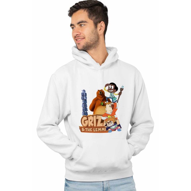 Fashion, accesorii si bijuterii - Barbati - Imbracaminte - Hanorace barbati - Hanorac Barbati Craig Dumbrava Grizzy Lemingii Grizi, alb, marime S - Infinity.ro