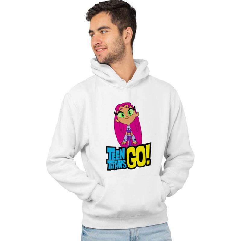 Fashion, accesorii si bijuterii - Barbati - Imbracaminte - Hanorace barbati - Hanorac Barbati Starfire Tineri Titani Teen Titans Go, alb, marime S - Infinity.ro