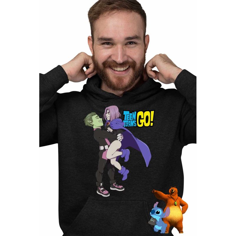 Fashion, accesorii si bijuterii - Barbati - Imbracaminte - Hanorace barbati - Hanorac Barbati Beast Raven Fanart Teen Titans Go Titani, negru, marime XL - Infinity.ro