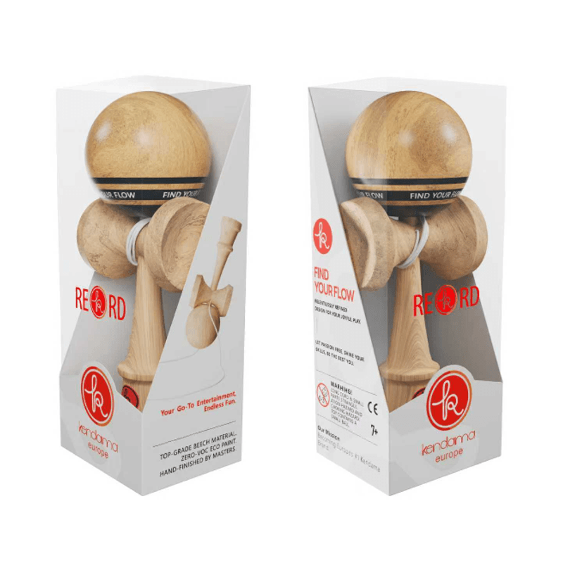 Jucarii, Copii si Bebe - Jucarii si jocuri - Jucarii & jocuri educative - Jucarii interactive - Kendama Record lemn, 18,5 cm, base cup, cupe mari + set ata cadou - Infinity.ro