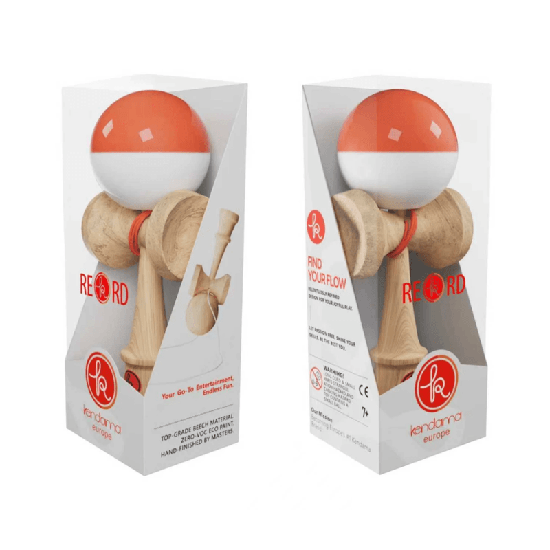 Jucarii, Copii si Bebe - Jucarii si jocuri - Jucarii & jocuri educative - Jucarii interactive - Kendama profi Europa alb-rosu, cupe mari, base cup, marime mare 18,5 cm si o ata de rezerva - Infinity.ro
