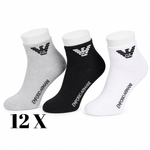 Fashion, accesorii si bijuterii - Femei - Lenjerie si pijamale femei - Sosete si ciorapi femei - Set de 12 Sosete EMPORIO ARMANI, Alb, Negru, Gri, Marimea 36-40 - Infinity.ro