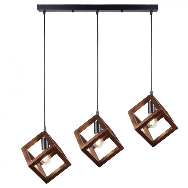 Casa si Gradina - Corpuri si surse de iluminat - Lustre si pendule - Lustra Rhombus KL113015, 3xE27, neagra+maro, IP20, Klausen - Infinity.ro