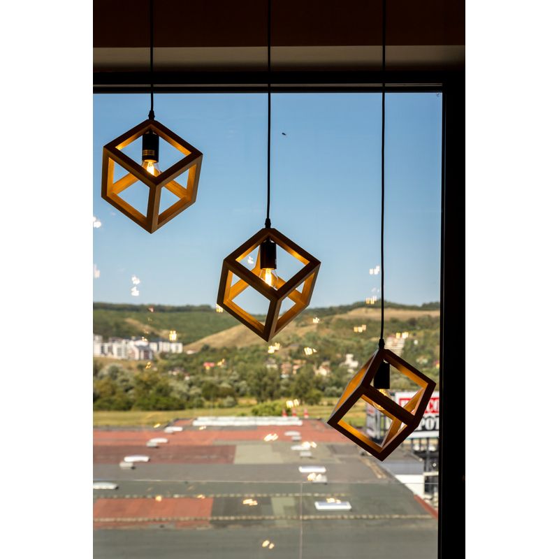 Casa si Gradina - Corpuri si surse de iluminat - Lustre si pendule - Lustra Rhombus KL113015, 3xE27, neagra+maro, IP20, Klausen - Infinity.ro