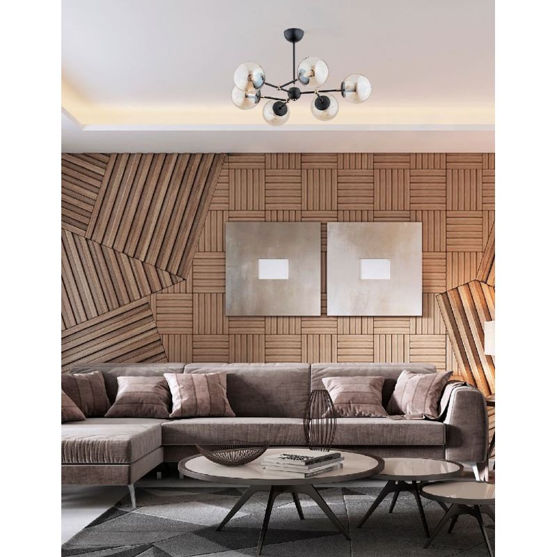 Casa si Gradina - Corpuri si surse de iluminat - Lustre si pendule - Lustra Arms KL106011, 6xE14, ambra+neagra, IP20, Klausen - Infinity.ro