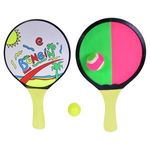 Jucarii, Copii si Bebe - Jucarii si jocuri - Jucarii de exterior - Jucarii pentru plaja si nisip - Rachete de plaja pentru copii din plastic, Set 2 buc + 2 mingi, 32.5 cm, Multicolore - Infinity.ro
