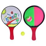 Jucarii, Copii si Bebe - Jucarii si jocuri - Jucarii de exterior - Jucarii pentru plaja si nisip - Rachete de plaja pentru copii din plastic, Set 2 buc + 2 mingi, 32.5 cm, Multicolore - Infinity.ro