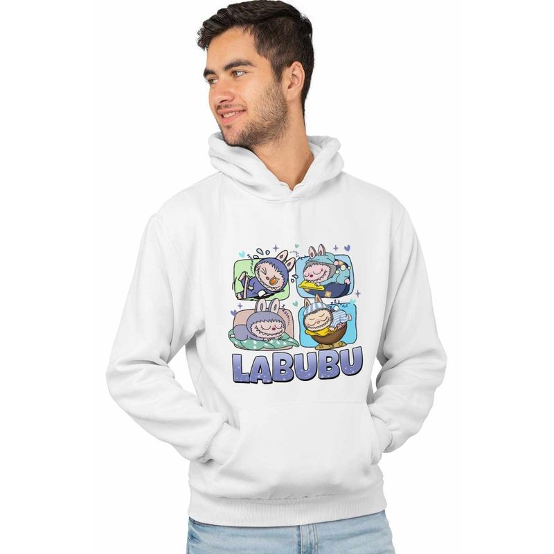 Fashion, accesorii si bijuterii - Barbati - Imbracaminte - Hanorace barbati - Hanorac Barbati Labubu Cute Baby, alb, marime L - Infinity.ro