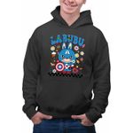 Fashion, accesorii si bijuterii - Barbati - Imbracaminte - Hanorace barbati - Hanorac Barbati Labubu Captain America, negru, marime XL - Infinity.ro