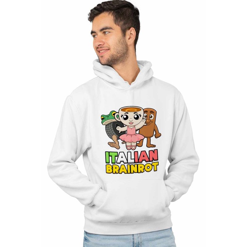 Fashion, accesorii si bijuterii - Barbati - Imbracaminte - Hanorace barbati - Hanorac Barbati Italian Ballerina Tung Boneca Brainrot Brain Rot, alb, marime M - Infinity.ro
