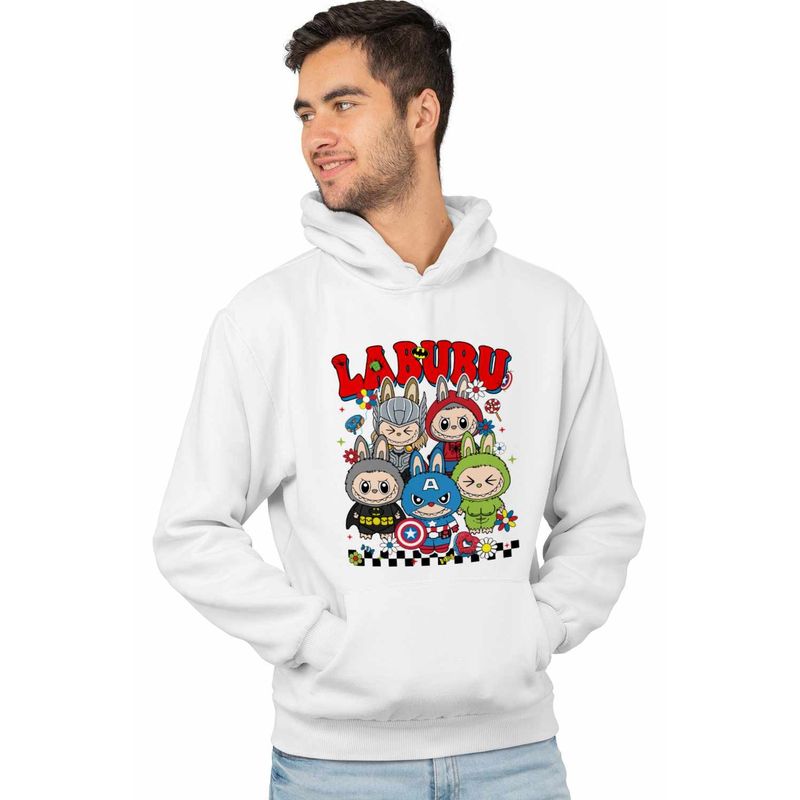 Fashion, accesorii si bijuterii - Barbati - Imbracaminte - Hanorace barbati - Hanorac Barbati Labubu Supereroi Marvel, alb, marime 3XL - Infinity.ro