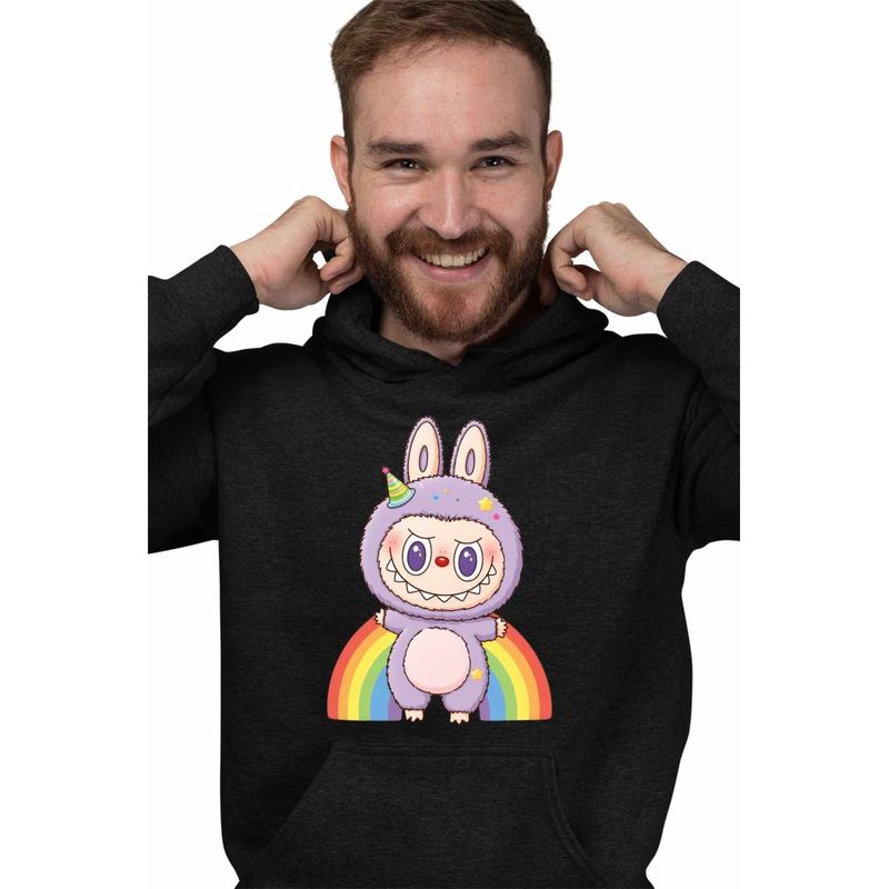 Fashion, accesorii si bijuterii - Barbati - Imbracaminte - Hanorace barbati - Hanorac Barbati Labubu Rainbow Mood, negru, marime 2XL - Infinity.ro