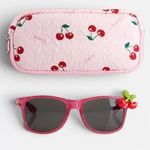 Fashion, accesorii si bijuterii - Copii - Accesorii copii - Ochelari de soare copii - Ochelari de Soare pentru Copii cu Husa Matlasata, Roz cu Cirese - Infinity.ro