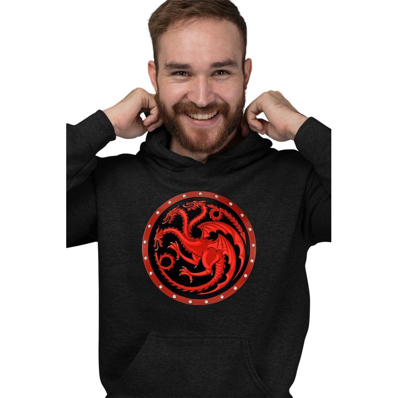 Fashion, accesorii si bijuterii - Barbati - Imbracaminte - Hanorace barbati - Hanorac Personalizat Barbati Game of Thrones Targaryen Sigil, negru, marime S - Infinity.ro