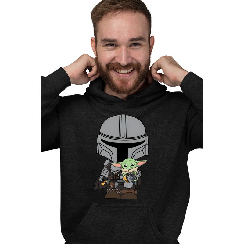 Fashion, accesorii si bijuterii - Barbati - Imbracaminte - Hanorace barbati - Hanorac Personalizat Barbati Mandalorian Grogu Baby Yoda Star Wars, negru, marime S - Infinity.ro