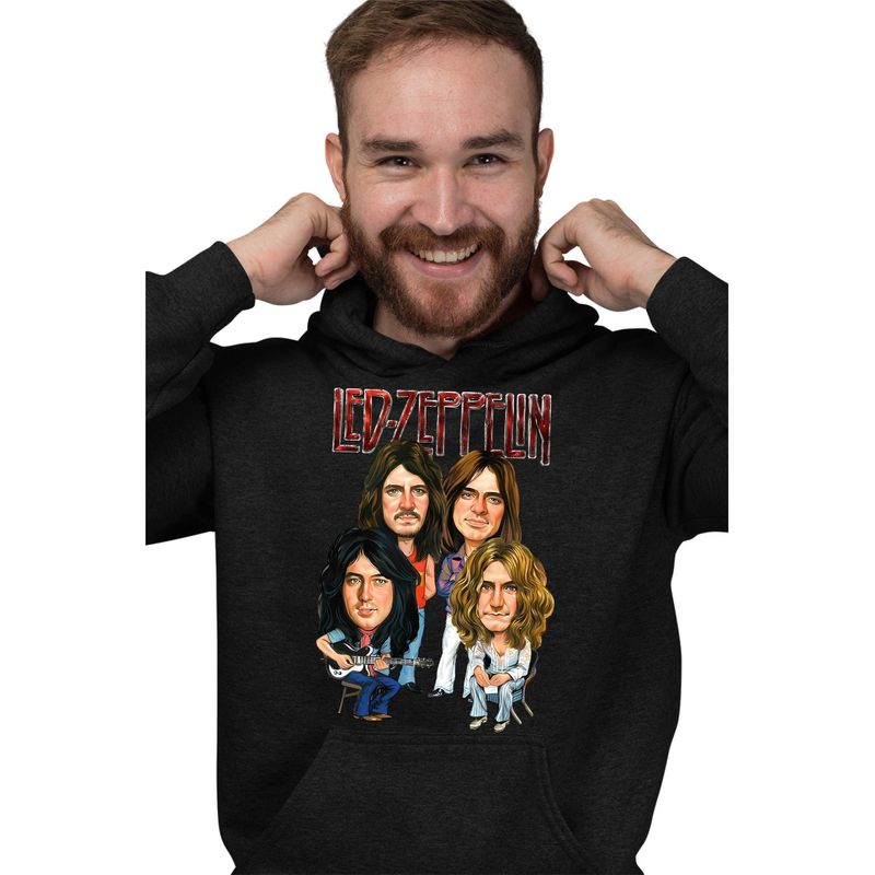 Fashion, accesorii si bijuterii - Barbati - Imbracaminte - Hanorace barbati - Hanorac Personalizat Barbati Led Zeppelin Cartoon, negru, marime S - Infinity.ro