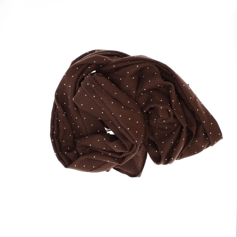 Fashion, accesorii si bijuterii - Femei - Accesorii femei - Esarfe si fulare femei - Esarfa dama, din lana, Buticcochet, 70x190 cm, model cu strasuri, Maro - ES3380 - Infinity.ro