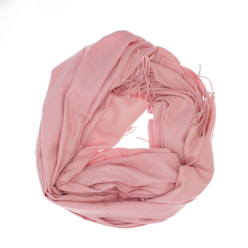 Fashion, accesorii si bijuterii - Femei - Accesorii femei - Esarfe si fulare femei - Esarfa dama, din lana, Buticcochet, 70x190 cm, model cu strasuri, Roz - ES3376 - Infinity.ro