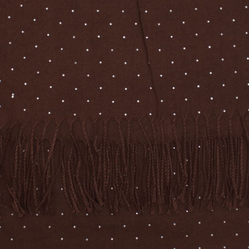 Fashion, accesorii si bijuterii - Femei - Accesorii femei - Esarfe si fulare femei - Esarfa dama, din lana, Buticcochet, 70x190 cm, model cu strasuri, Maro - ES3380 - Infinity.ro