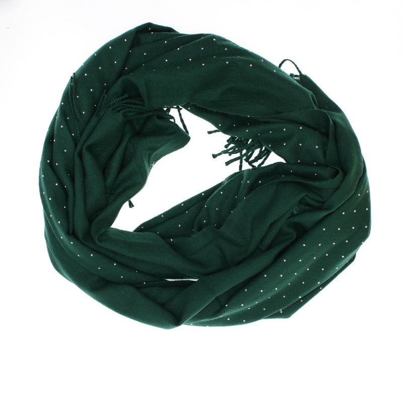 Fashion, accesorii si bijuterii - Femei - Accesorii femei - Esarfe si fulare femei - Esarfa dama, din lana, Buticcochet, 70x190 cm, model cu strasuri, Verde - ES3378 - Infinity.ro