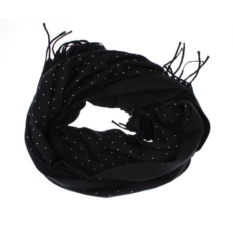 Fashion, accesorii si bijuterii - Femei - Accesorii femei - Esarfe si fulare femei - Esarfa dama, din lana, Buticcochet, 70x190 cm, model cu strasuri, Negru - ES3381 - Infinity.ro