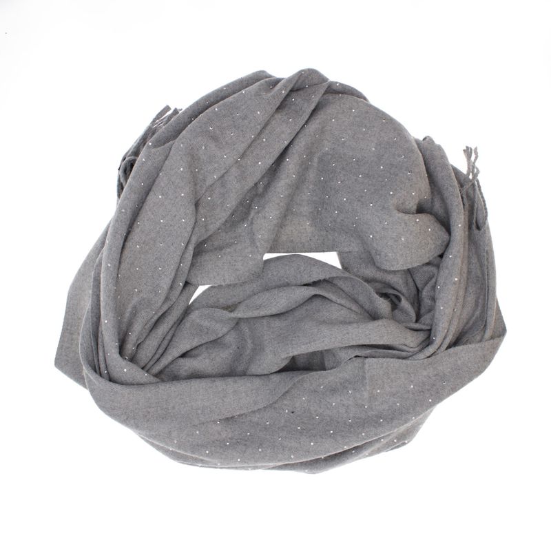 Fashion, accesorii si bijuterii - Femei - Accesorii femei - Esarfe si fulare femei - Esarfa dama, din lana, Buticcochet, 70x190 cm, model cu strasuri, Gri - ES3382 - Infinity.ro