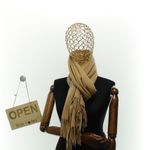 Fashion, accesorii si bijuterii - Femei - Accesorii femei - Esarfe si fulare femei - Esarfa dama, din lana, Buticcochet, 70x190 cm, model cu strasuri, maro deschis - ES3385 - Infinity.ro