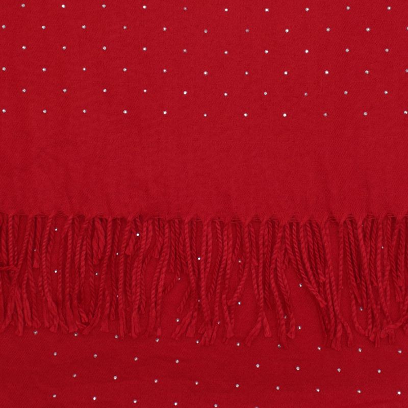 Fashion, accesorii si bijuterii - Femei - Accesorii femei - Esarfe si fulare femei - Esarfa dama, din lana, Buticcochet, 70x190 cm, model cu strasuri, Rosu - ES3387 - Infinity.ro