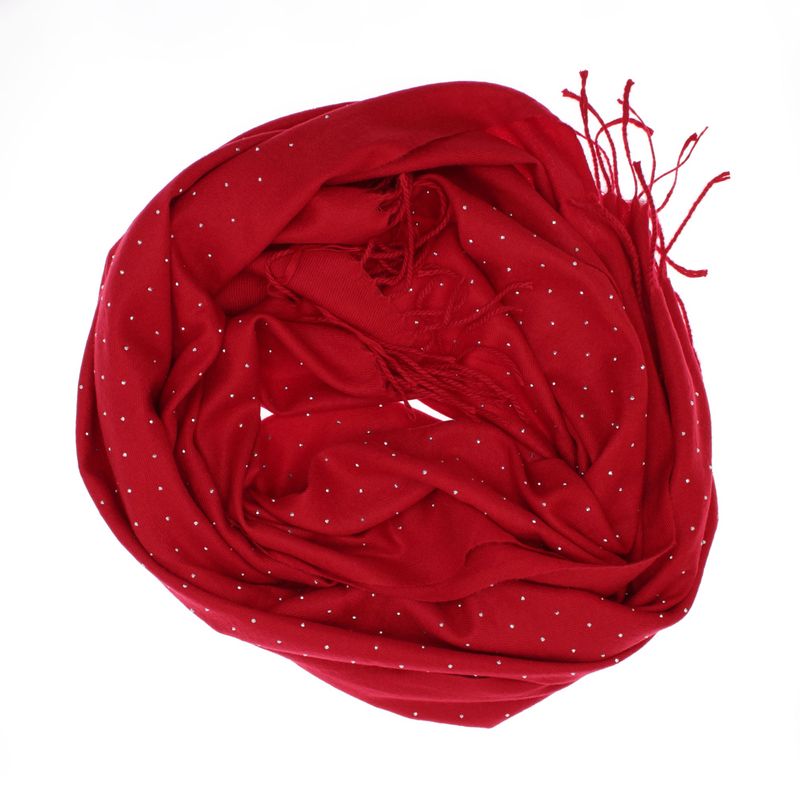 Fashion, accesorii si bijuterii - Femei - Accesorii femei - Esarfe si fulare femei - Esarfa dama, din lana, Buticcochet, 70x190 cm, model cu strasuri, Rosu - ES3387 - Infinity.ro