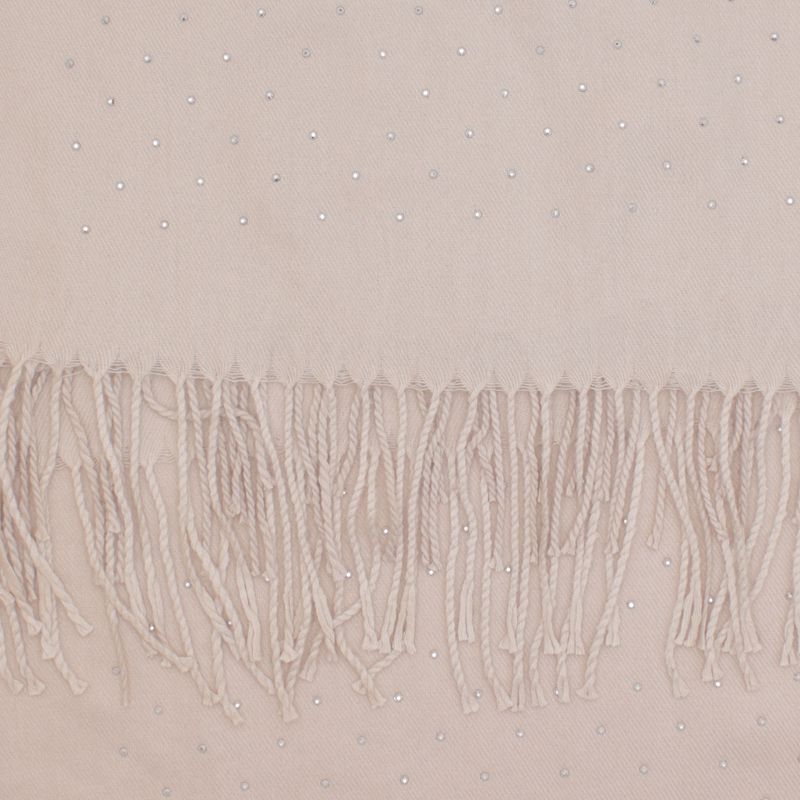 Fashion, accesorii si bijuterii - Femei - Accesorii femei - Esarfe si fulare femei - Esarfa dama, din lana, Buticcochet, 70x190 cm, model cu strasuri, Crem - ES3386 - Infinity.ro