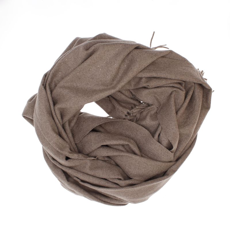 Fashion, accesorii si bijuterii - Femei - Accesorii femei - Esarfe si fulare femei - Esarfa dama, din lana, Buticcochet, 66x200 cm, model cu sclipici, Bej inchis - ES3391 - Infinity.ro