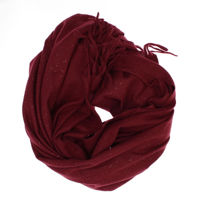 Fashion, accesorii si bijuterii - Femei - Accesorii femei - Esarfe si fulare femei - Esarfa dama, din lana, Buticcochet, 66x200 cm, model cu sclipici, Bordo - ES3390 - Infinity.ro