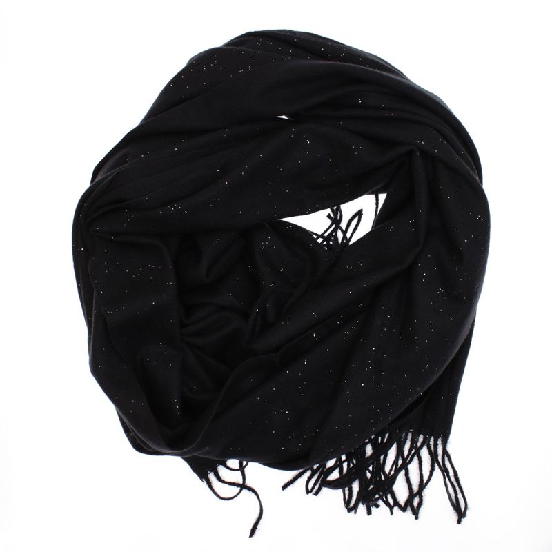 Fashion, accesorii si bijuterii - Femei - Accesorii femei - Esarfe si fulare femei - Esarfa dama, din lana, Buticcochet, 66x200 cm, model cu sclipici, Negru - ES3398 - Infinity.ro