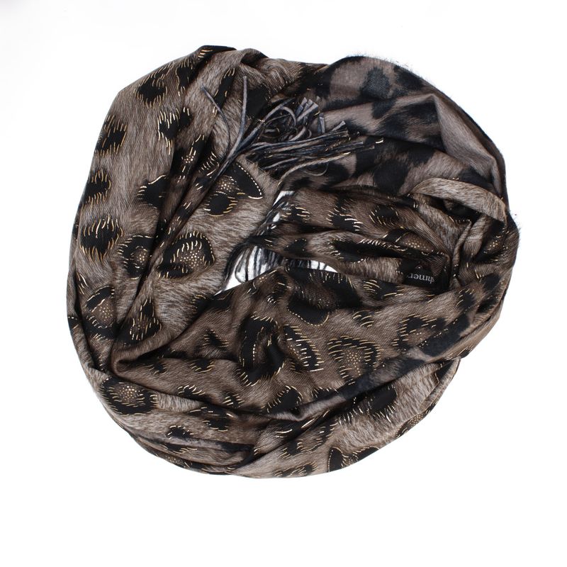 Fashion, accesorii si bijuterii - Femei - Accesorii femei - Esarfe si fulare femei - Esarfa dama, din lana, Buticcochet, 70x186 cm, model animal print, Bej - ES3399 - Infinity.ro