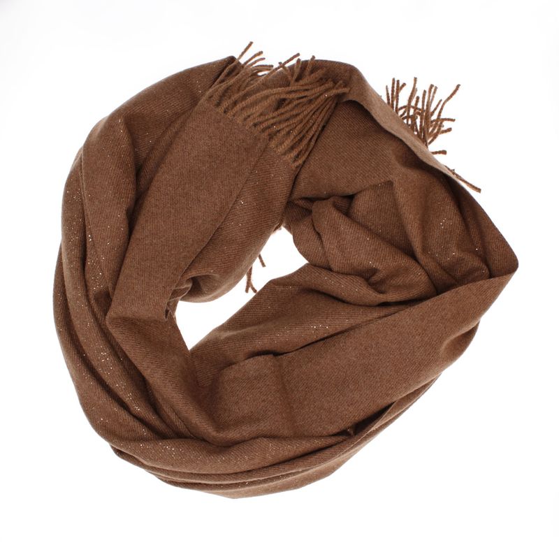 Fashion, accesorii si bijuterii - Femei - Accesorii femei - Esarfe si fulare femei - Esarfa dama, din lana, Buticcochet, 66x200 cm, model cu sclipici, Maro - ES3393 - Infinity.ro