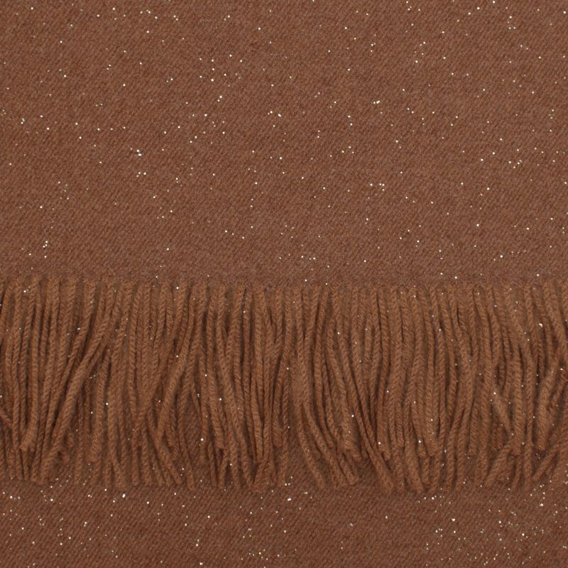 Fashion, accesorii si bijuterii - Femei - Accesorii femei - Esarfe si fulare femei - Esarfa dama, din lana, Buticcochet, 66x200 cm, model cu sclipici, Maro - ES3393 - Infinity.ro