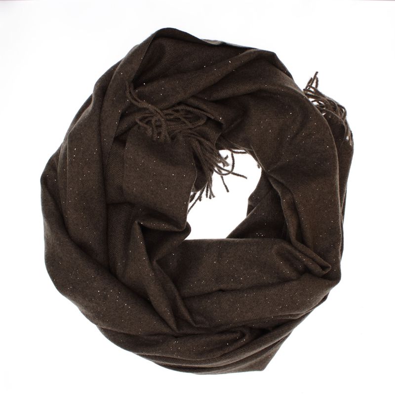 Fashion, accesorii si bijuterii - Femei - Accesorii femei - Esarfe si fulare femei - Esarfa dama, din lana, Buticcochet, 66x200 cm, model cu sclipici, Maro inchis - ES3394 - Infinity.ro