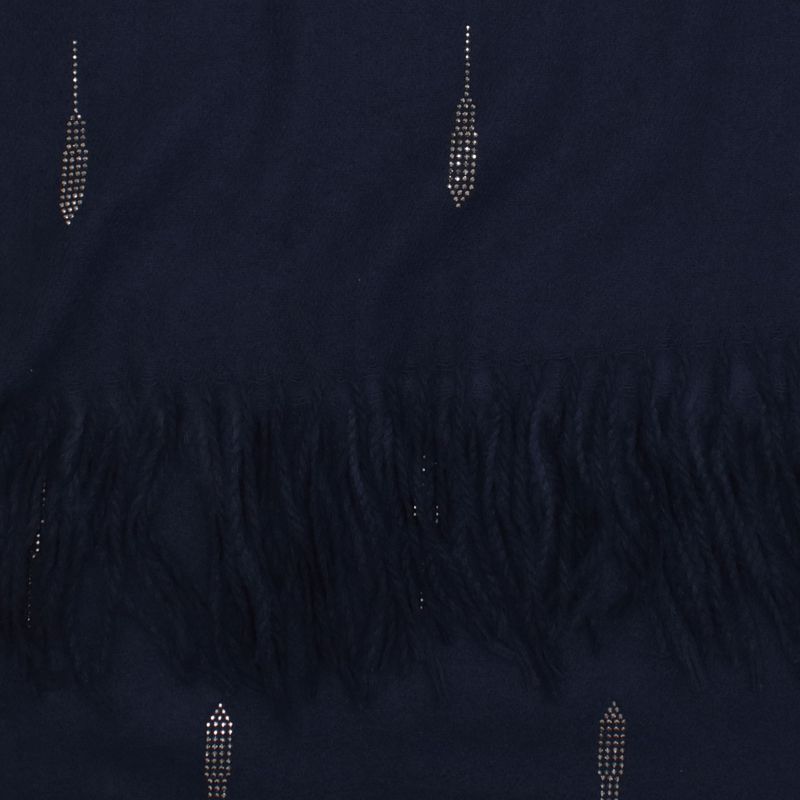 Fashion, accesorii si bijuterii - Femei - Accesorii femei - Esarfe si fulare femei - Esarfa dama, din lana, Buticcochet, 74x186 cm, model uni cu strasuri, Bleumarin - ES3402 - Infinity.ro