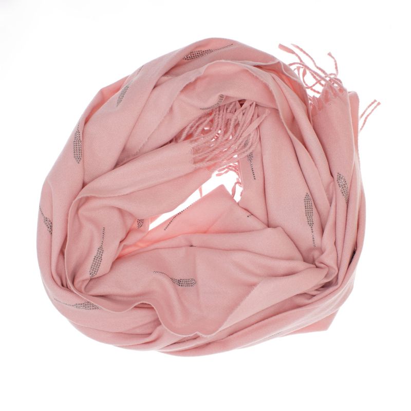Fashion, accesorii si bijuterii - Femei - Accesorii femei - Esarfe si fulare femei - Esarfa dama, din lana, Buticcochet, 74x186 cm, model uni cu strasuri, Roz - ES3403 - Infinity.ro