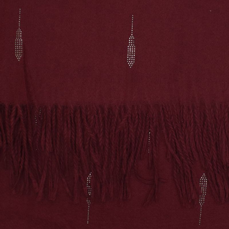 Fashion, accesorii si bijuterii - Femei - Accesorii femei - Esarfe si fulare femei - Esarfa dama, din lana, Buticcochet, 74x186 cm, model uni cu strasuri, Bordo - ES3407 - Infinity.ro