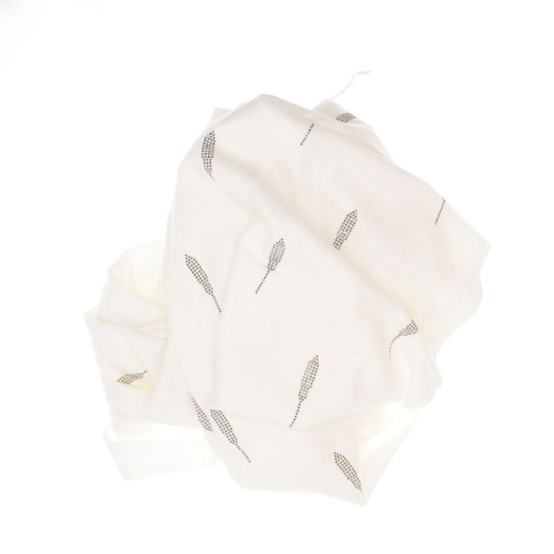 Fashion, accesorii si bijuterii - Femei - Accesorii femei - Esarfe si fulare femei - Esarfa dama, din lana, Buticcochet, 74x186 cm, model uni cu strasuri, Alb - ES3405 - Infinity.ro
