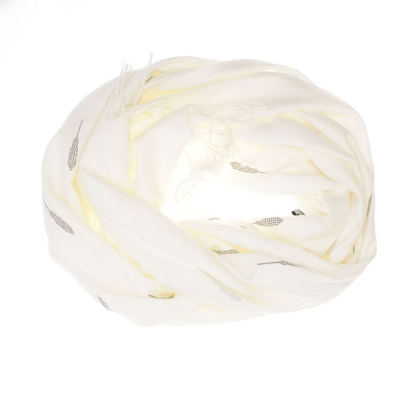 Fashion, accesorii si bijuterii - Femei - Accesorii femei - Esarfe si fulare femei - Esarfa dama, din lana, Buticcochet, 74x186 cm, model uni cu strasuri, Alb - ES3405 - Infinity.ro