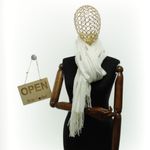 Fashion, accesorii si bijuterii - Femei - Accesorii femei - Esarfe si fulare femei - Esarfa dama, din lana, Buticcochet, 74x186 cm, model uni cu strasuri, Alb - ES3405 - Infinity.ro